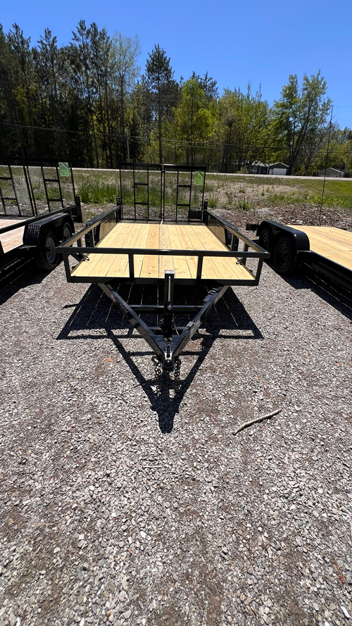 2025 BNM 7x14 Heavy Duty Lawn Trailer with tandem axles and 4’ split gate