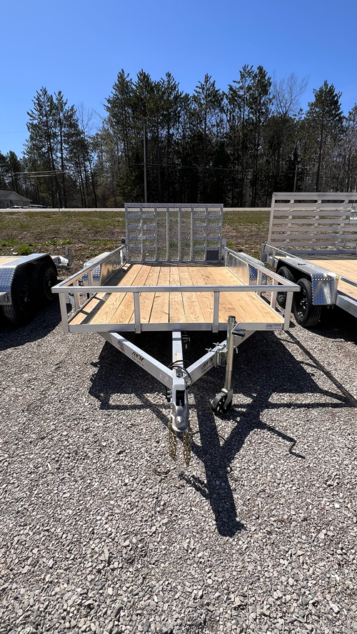 2025 BNM 82x14 Low Side Aluminum Utility Trailer with fold-in gate and aluminum wheels