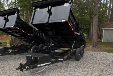 2026 QSA 7x14 Dump and Go Dump Trailer with black diamondplate finish