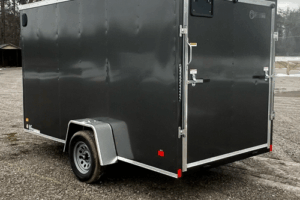 2026 Darkhorse 6x12 wedge enclosed trailer with charcoal exterior and ramp door