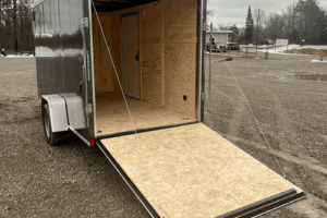 2026 Darkhorse 6x12 wedge enclosed trailer with charcoal exterior and ramp door